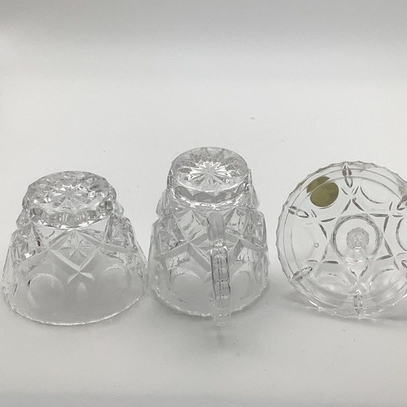 Vintage Leonard Handmade Lead Crystal Covered Sugar, Creamer and Tray Set - Picture 10 of 16